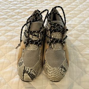 Bamboo faux snakesnakeskin platform sneakers